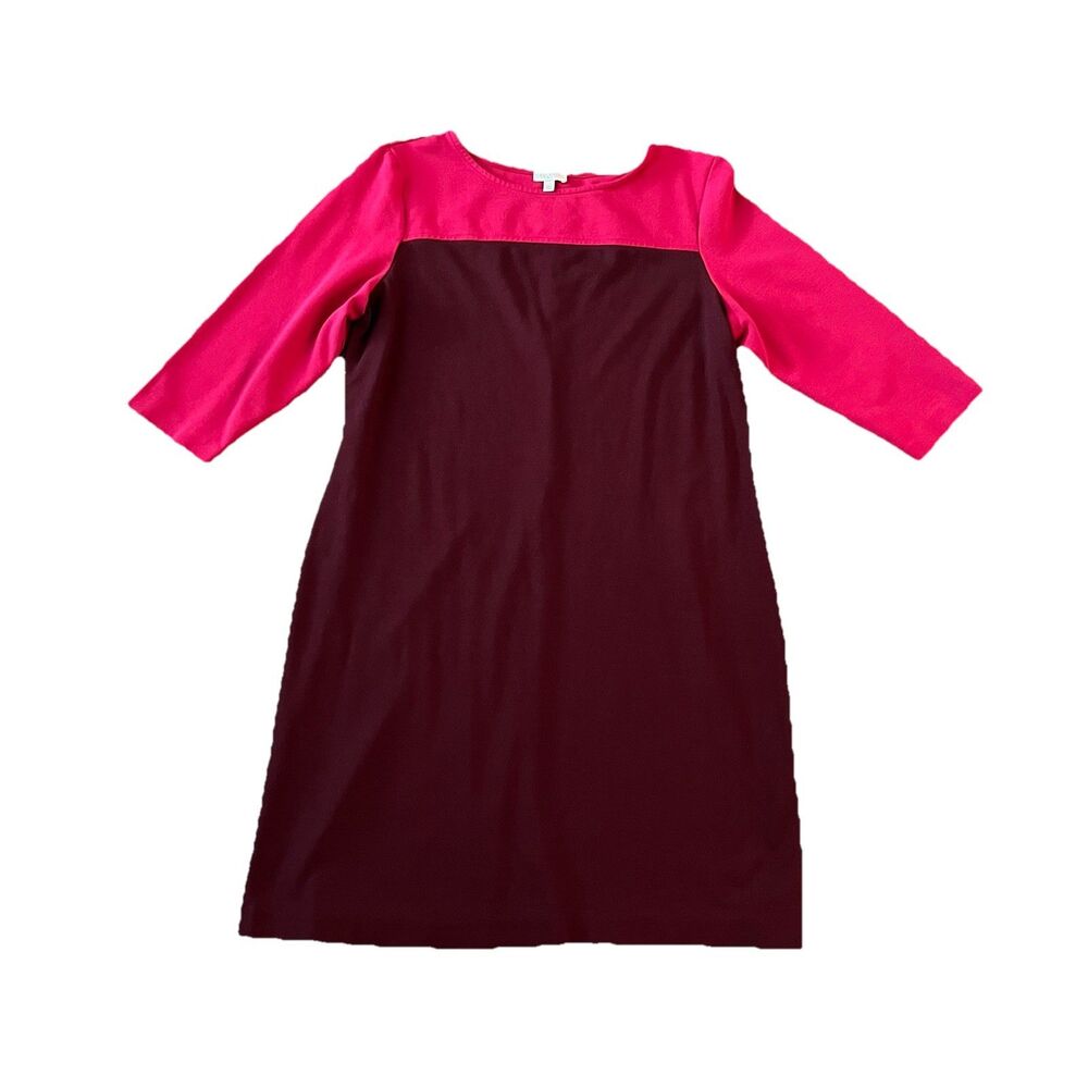 Talbots Dress 12P Color Block Pink Burgundy